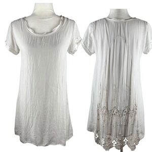 Nicole‎ Italy Silk Lace Dress Womens Size Small Embroidered Ivory Fairy Coquette
